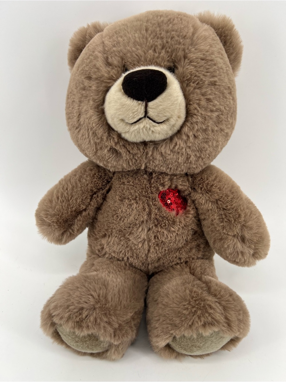 Aurora Oliver Brown Bear 12” Plush Teddy Red Sequin Heart Stuffed Animal Soft